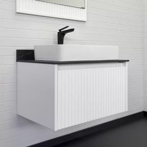 Тумба подвесная Comforty Марсель 75 со столешницей Калакатта Блэк c раковиной 78189 Белый матовый 00-00013396CF Тумба подвесная Comforty Марсель 75 со столешницей Калакатта Блэк c раковиной 78189 Белый матовый 00-00013396CF