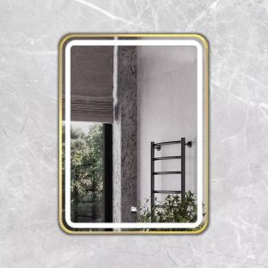 Зеркало Comforty Ситара 60 LED-подсветка, бесконтактный сенсор, антизапотевание Золото матовое 00-00014160CF