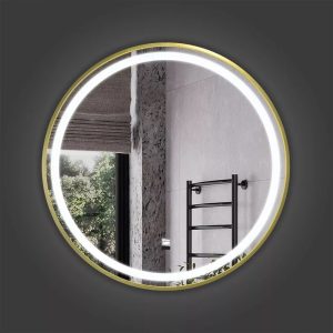 Зеркало Comforty Лея 75 LED-подсветка, бесконтактный сенсор, антизапотевание Золото матовое 00-00014182CF