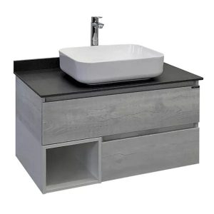 Тумба подвесная Comforty Прага 90 с графитовой столешницей с раковиной T-Y9378 Дуб белый 00-00014424CF