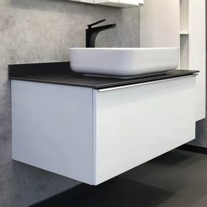 Тумба подвесная Comforty Милан 90 с графитовой столешницей с раковиной T-Y9378 Белый матовый 00-00014426CF