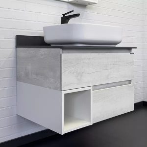 Тумба подвесная Comforty Прага 75 с графитовой столешницей с раковиной T-Y9378 Дуб белый 00-00014832CF