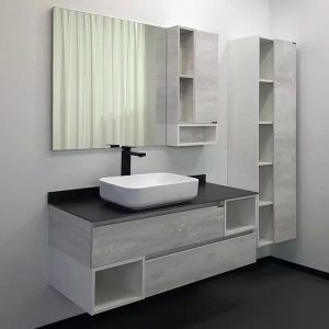 Тумба подвесная Comforty Прага 120 с графитовой столешницей с раковиной T-Y9378 Дуб белый 00-00014834CF