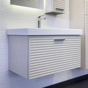 Тумба подвесная Comforty Касабланка 80 с раковиной Moduo 80 Серый шелк 00-00015382CF