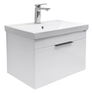 Тумба подвесная Comforty Кама 61 с раковиной CF19696BX-60 Белый глянцевый 00-00018655CF