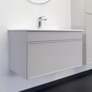 Тумба подвесная Comforty Мадрид 81 с раковиной 80E Серый шелк 00-00018685CF Тумба подвесная Comforty Мадрид 81 с раковиной 80E Серый шелк 00-00018685CF