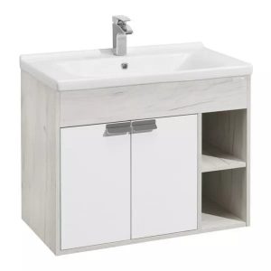 Тумба подвесная Aquaton Флай 81 с раковиной Миранда Белый / Дуб крафт 1A2374K0FAX10