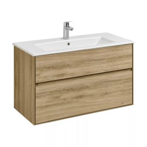 Тумба подвесная Aquaton Либерти 100 с раковиной Элина Дуб Эльвезия 1A2796K0LYC70