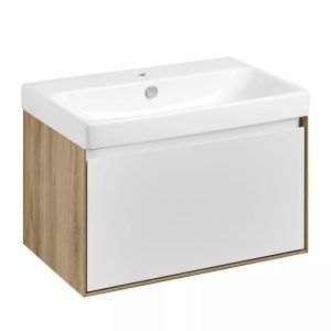 Тумба подвесная Aquaton Либерти 70,5 с раковиной Адриана Дуб Эльвезия / Белый глянцевый 1A2798K0LYC70
