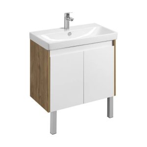 Тумба подвесная Aquaton Сканди Doors 80 с раковиной Адриана Белый / Дуб рустикальный 1A2829K0SDZ90