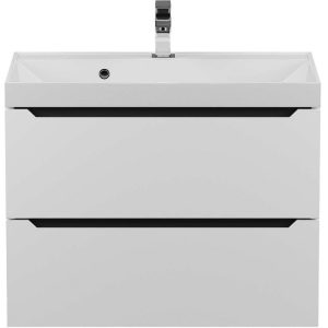 Тумба подвесная Uperwood Tanos 70 с раковиной Белый / Графит 29111020230