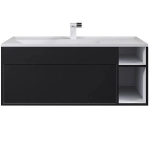Тумба подвесная Uperwood Lotus Premium 100 с раковиной Черный матовый 39340207464