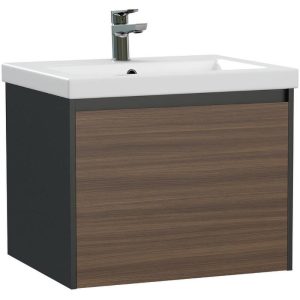 Тумба подвесная Cersanit Grande 55 Черный / Орех 64759 Тумба подвесная Cersanit Grande 55 Черный / Орех 64759