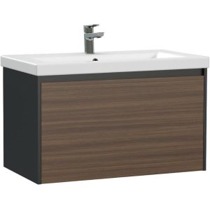 Тумба подвесная Cersanit Grande 75 Черный / Орех 64760 Тумба подвесная Cersanit Grande 75 Черный / Орех 64760