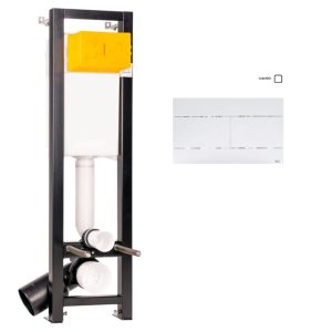 Инсталляция Oli Quadra Total Black для скрытого монтажа унитаза с кнопкой Slim Белый 886667SLO1