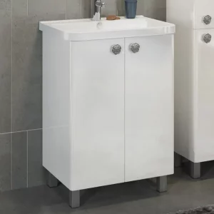Тумба напольная Comforty Флоренция 60 + раковина Белый глянец 3127387