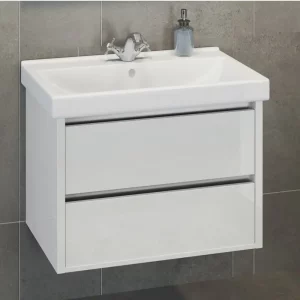 Тумба подвесная Comforty Дублин 75 + раковина Белый глянец 00004137103CF