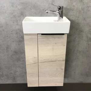 Тумба подвесная Comforty Матэ 40 + раковина Дуб дымчатый 00-00000833