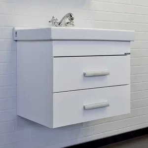 Тумба подвесная Comforty Никосия 60 + раковина Белый глянцевый 00-00011161