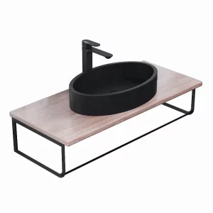 Столешница Uperwood Tanos 100 + раковина Rome + кронштейн Черный / Бук светлый