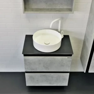 Тумба подвесная Comforty Эдинбург 60 + раковина Бетон светлый 00-00005701CF