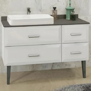 Тумба напольная Comforty Империя 120 + раковина Белый / Серый 00-00003852