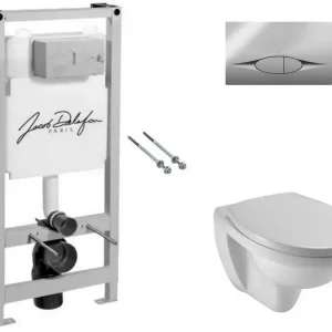 Инсталляция Jacob Delafon + унитаз Patio с сиденьем Soft Close + кнопка смыва хром Инсталляция Jacob Delafon + унитаз Patio с сиденьем Soft Close + кнопка смыва хром