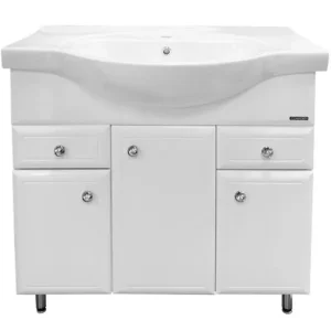 Тумба напольная Comforty Сочи 84 + раковина Белый глянец 00004134639CF