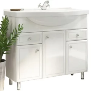 Тумба напольная Comforty Сочи 105 + раковина Белый глянец 00004134582CF