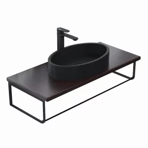 Столешница Uperwood Tanos 100 + раковина Rome + кронштейн Черный / Бук темный