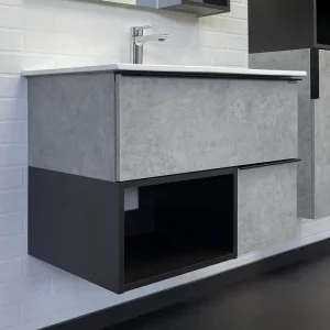 Тумба подвесная Comforty Франкфурт 75 + раковина Бетон светлый 00-00011080CF