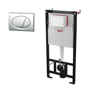 Инсталляция Alcadrain Sadromodul для скрытого монтажа унитаза с клавишей смыва Хром глянцевый SET 3v1 AM101/1120+M71-001