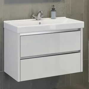 Тумба подвесная Comforty Дублин 92 + раковина Белый глянец 00-00005213CF
