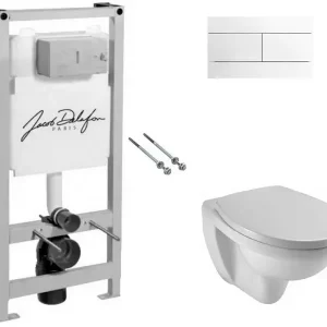 Инсталляция Jacob Delafon + унитаз Patio с сиденьем Soft Close + кнопка смыва белая Инсталляция Jacob Delafon + унитаз Patio с сиденьем Soft Close + кнопка смыва белая