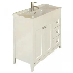 Тумба напольная Comforty Тбилиси 91 + раковина Белый глянец 00003132630CF