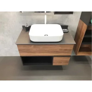 Тумба подвесная Comforty Штутгарт 52 + раковина Дуб темно-коричневый 00-00002868CF