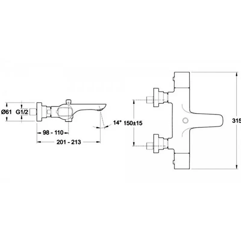 Смеситель для ванны Jacob Delafon Aleo с термостатом E72286-CP Смеситель для ванны Jacob Delafon Aleo с термостатом E72286-CP — изображение 2