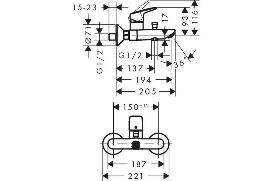 Смеситель для ванны Hansgrohe Logis 71400000 Смеситель для ванны Hansgrohe Logis 71400000 — изображение 2