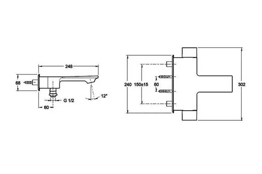 Смеситель для ванны Jacob Delafon Stance E9100-CP Смеситель для ванны Jacob Delafon Stance E9100-CP — изображение 2