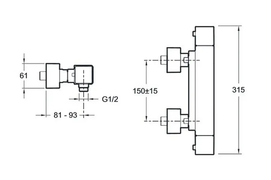Смеситель для душа Jacob Delafon Strayt с термостатом E9096-CP Смеситель для душа Jacob Delafon Strayt с термостатом E9096-CP — изображение 2