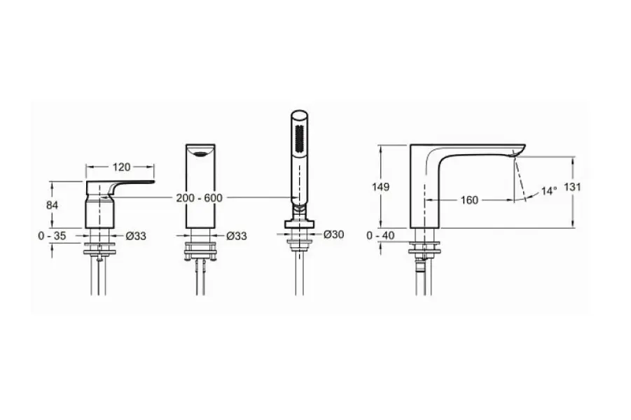 Смеситель на борт ванны Jacob Delafon Aleo+ E72330-CP Смеситель на борт ванны Jacob Delafon Aleo+ E72330-CP — изображение 2