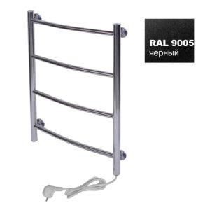 Полотенцесушитель электрический Тера Ребро 40х60 кнопка включения, телескоп.держатели Черный матовый ПСК-10-01ч