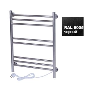 Полотенцесушитель электрический Тера Богема 40х60 кнопка включения, телескоп.держатели Черный матовый ПСК-15-01ч