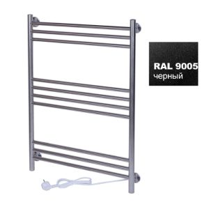 Полотенцесушитель электрический Тера Богема 50х80 кнопка включения, телескоп.держатели Черный матовый ПСК-15-03ч