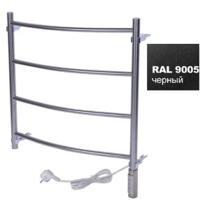 Полотенцесушитель электрический Тера Ребро 50х60 ПСН диммер Черный матовый ПСН-10-02дч Полотенцесушитель электрический Тера Ребро 50х60 ПСН диммер Черный матовый ПСН-10-02дч