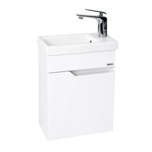 Тумба подвесная Viant Куба 40 с раковиной Como Белый VKUB40CO-T1STP