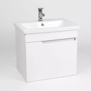 Тумба подвесная Viant Куба 60 с раковиной Como Белый VKUB60CO-T1STP