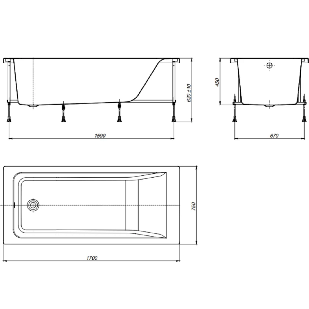 Ванна акриловая Roca Easy 170х75 Белый ZRU9302899 Ванна акриловая Roca Easy 170х75 Белый ZRU9302899 — изображение 4