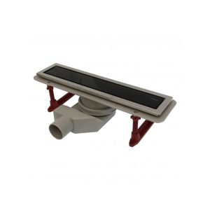 Душевой лоток Tim Evolux Glass 60 с двухсторонней решеткой Черный глянцевый / Хром матовый ZSt.1131.6002